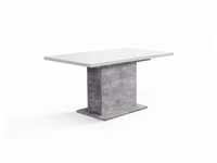 DINING TABLES Esstisch ausziehbar 160-200 x 90 cm Lichtgrau / Weiß