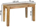 WOHNLING Esszimmertisch WL5.078 Braun 120 x 76 x 70 cm Mango Massivholz Landhaus