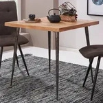 WOHNLING Esszimmertisch 80x76x80 cm Massivholz Akazie / Metall Industrial...