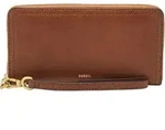 FOSSIL Geldb&ouml;rse Logan RFID Zip Around Clutch Brown braun - Braun