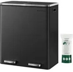 SONGMICS M&uuml;lleimer M&uuml;lltrennsystem, mit 2 F&auml;chern, 2 x 30 L, K&uuml;che - Schwarz