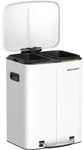 SONGMICS M&uuml;lleimer K&uuml;che, Treteimer, 2 x 20 L, M&uuml;lltrennsystem 2 F&auml;cher, Wei&szlig; -
