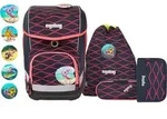 Ergobag Cubo WellenreitB&auml;r LUMI Edition Schulranzen Set 5tlg - Rot