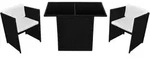 vidaXL 3-tlg. Bistro-Set mit Auflagen Poly Rattan Schwarz - Schwarz