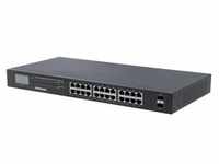 Intellinet 24-Port Gigabit Ethernet PoE+ Switch mit 2 SFP-Ports und LCD-Anzeige -