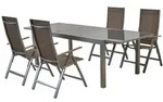 Merxx Gartenm&ouml;belset Carrara 5tlg., 4 Klappsessel taupe, 1 Ausziehtisch 160/220 x 90