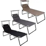 Linder Exclusiv Gartenliege XXL mit Baldachin Grau - Grau