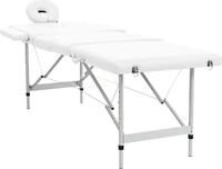 vidaXL Massagetisch mit Aluminiumrahmen, faltbar 4 Zonen Creme-Wei&szlig;