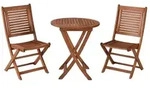 Merxx Balkonset Cordoba 3tlg., 2 Klappst&uuml;hle, Klapptisch &Oslash; 65 cm - Eukalyptus