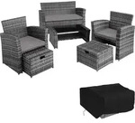 tectake&reg; Rattan Sitzgruppe Modena 3+2+1 Set, inkl. Schutzh&uuml;lle, UV-best&auml;ndig,