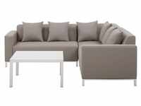 BELIANI Lounge Set Beige Polyester Quick Dry-Schaum 5-Sitzer Linksseitig Modern