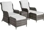 tectake&reg; Aluminium Rattan Sitzgruppe Benissa f&uuml;r 2 bis 4 Personen - Grau