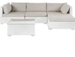 BELIANI Lounge Set Wei&szlig; Polyrattan und Aluminium 4-Sitzer Linkssseitig