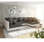 DELIFE Wohnlandschaft Clovis Weiss Schwarz Modulares Sofa - Schwarz/Wei&szlig;