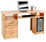 Schreibtisch BOB Computertisch PC-Schreibtisch, Kiefer massiv natur lackiert mit