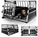 Juskys Alu Hunde-Transportbox L-X - 89x70x51 cm &ndash; Auto Hundebox robust &