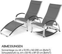 Beverly Wood Sonnenliege Schaukelstuhl Aluminium schwarz, Farbe:Grau