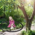 Relaxdays Nestschaukel mit Netz, &Oslash;120cm, Garten Tellerschaukel f&uuml;r Kinder u.