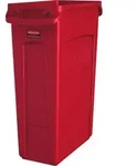 Rubbermaid Slim Jim Bel&uuml;fteter Abfalleimer mit Luftschlitzen 87L rot - Rot