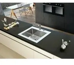 K&uuml;chensp&uuml;le Glas Einbausp&uuml;le Edelstahl Sp&uuml;le 55 x 53 Wei&szlig; Respekta New York -
