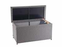 Poly-Rattan Kissenbox HWC-D88, Gartentruhe Auflagenbox Truhe Basic grau, 63x135x52cm