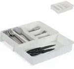 Relaxdays Besteckkasten, ausziehbar, 7 F&auml;cher, f&uuml;r Besteck & K&uuml;chenutensilien,