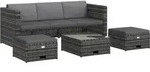 vidaXL 4-tlg. Garten-Lounge-Set mit Auflagen Poly Rattan Grau - Grau