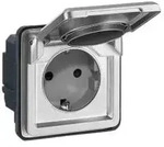 Legrand 077834 Steckdose IP44 m.erh.Ber&uuml;hrungsschutz Soliroc grau - Silber