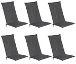 Beautissu 6er Set Gartenstuhlauflage Loft HL Graphitgrau, 120x50x6cm - Dunkelgrau