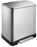 Tritt-M&uuml;lleimer rechteckig 20 Liter, EKO - Matt Edelstahl - Silber