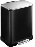 EKO - E-Cube Treteimer 20 Liter - Stainless steel Plastic - Schwarz, Matt Edelstahl -