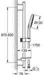 GROHE Rainshower SmartActive 130, 90 cm, 1,75 m, Wand, Chrom, G1/2 - Wei&szlig;