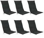 Beautissu 6er Set Hochlehner Set Base HL Sitzkissen, 120x50x6cm Graphitgrau -