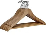 Holz Kleiderb&uuml;gel mit Hosenstange - 50 St&uuml;ck / natur - Garderoben Holzb&uuml;gel -