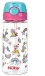 Becher mit weichem Trinkhalm und Dr&uuml;ckknopf aus TritanTM- 540 ml- rosa - 3 Jahre+ -