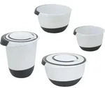 Kunststoff R&uuml;hrsch&uuml;ssel Set (4er) - Wei&szlig;/Schwarz