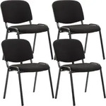 CLP 4er Set Besucherstuhl Ken Stoff stapelbar und mit modernem Design schwarz -