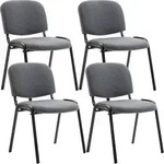 CLP 4er Set Besucherstuhl Ken Stoff stapelbar und mit modernem Design grau -...