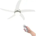 vidaXL Dekorativer Deckenventilator mit Leuchtmittel 128 cm Wei&szlig; - Wei&szlig;