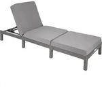 tectake&reg; Rattan Sonnenliege Sofia 196 x 66 x 27 cm - Grau