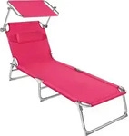 tectake&reg; Gartenliege 4-stufig mit Kopfpolster - Rosa