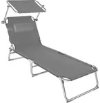 tectake&reg; Sonnenliege Chlo&eacute; 4-stufig mit Kopfpolster, verstellbar, mit Sonnendach -