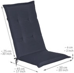 Beautissu 6er Set Gartenstuhlauflage Loft HL Dunkelblau, 120x50x6cm - Dunkelblau
