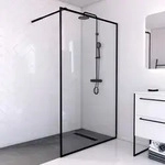 MarWell Walk-In Duschwand 120&times;200 &ndash; 6 mm ESG. schwarze Aluminiumprofile.