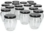20er Set Marmeladengl&auml;ser 212ml Deckel Schwarz Twist-Off TO 63 Einmachgl&auml;ser
