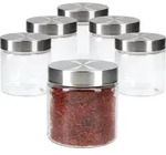 6tlg Set Vorratsglas Bera Edelstahldeckel silber &Oslash;11cm 0.8L Glasdosen Dosen