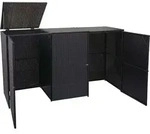 3er-M&uuml;lltonnenverkleidung HWC-E25, M&uuml;lltonnenbox M&uuml;lltonnenabdeckung, Poly-Rattan