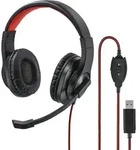 Hama PC-Office-Headset HS-USB400, kabelgebunden - Schwarz/Rot