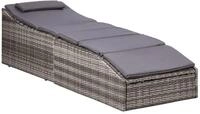 vidaXL Sonnenliege mit Auflage Poly Rattan Grau