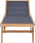 vidaXL Sonnenliege Klappbar mit R&auml;dern Teak Massivholz und Textilene